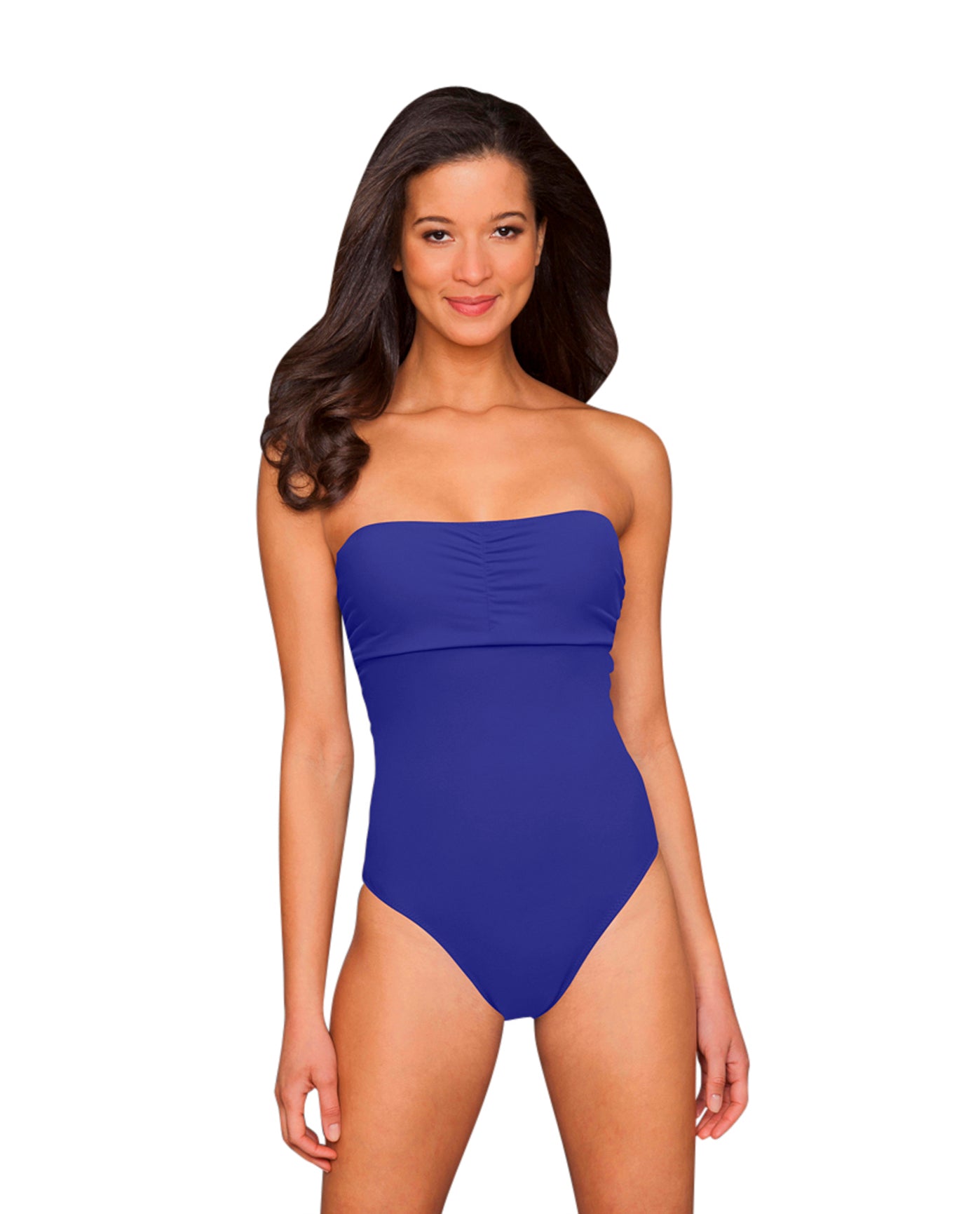 Front View Of Phax Color Mix Underwire Bandeau One Piece Swimsuit | PHX BLUE