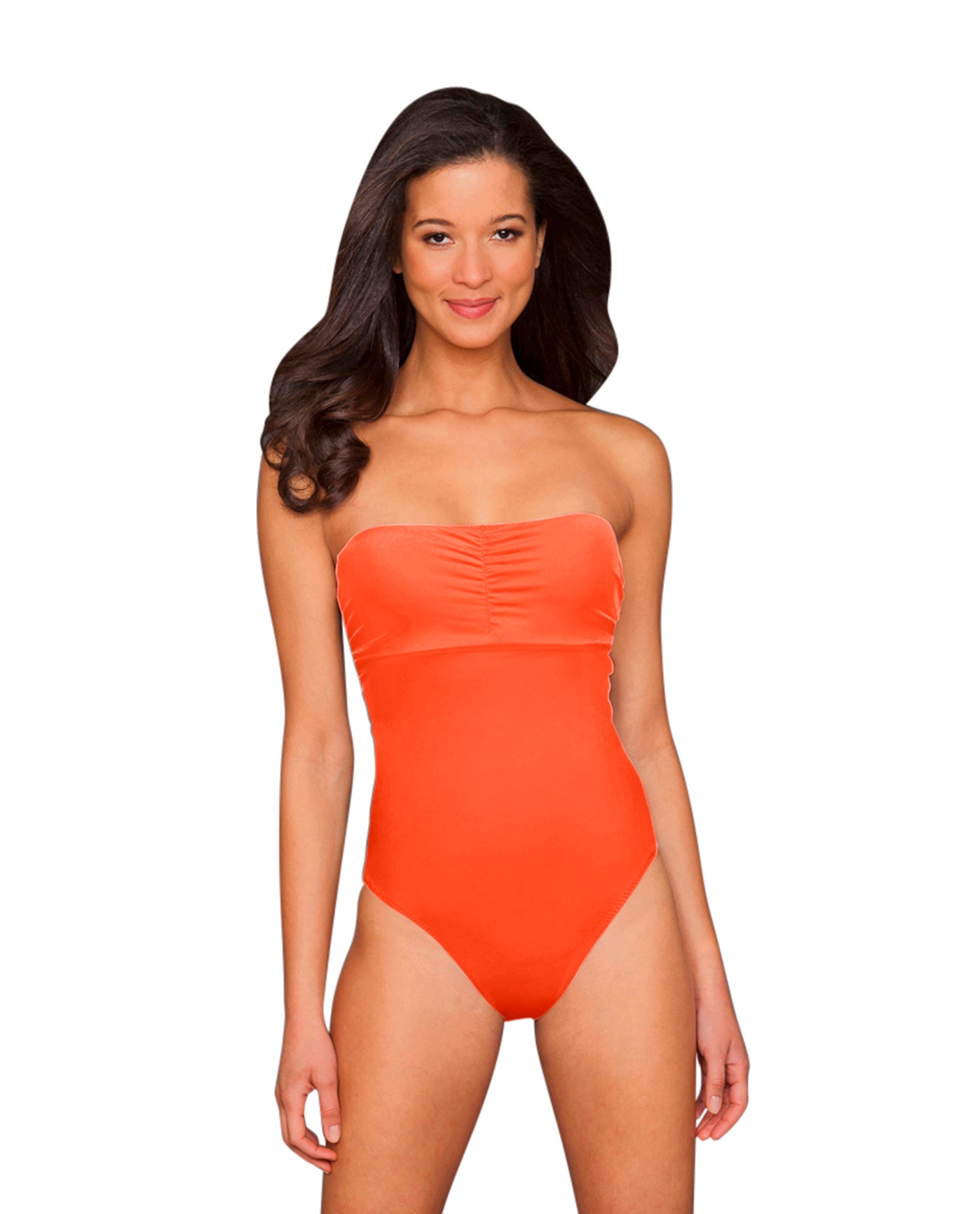 Front View Of Phax Color Mix Underwire Bandeau One Piece Swimsuit | PHX ORANGE