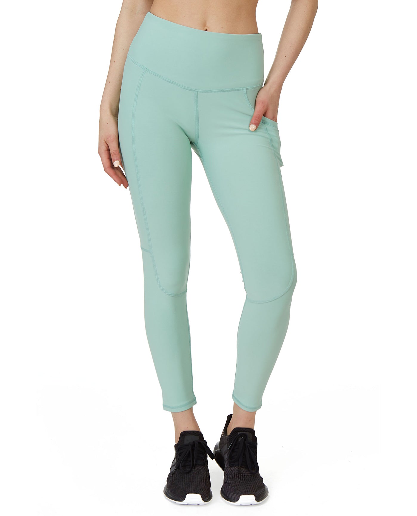 Front View Of X by Gottex Becky Ankle Legging with Pockets | XGX PASTACHIO
