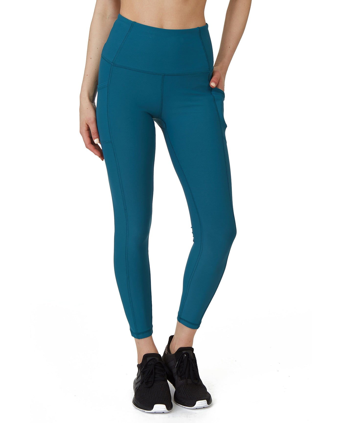 Front View Of X by Gottex Vanessa Ankle Legging with Pockets | XGX GREEN