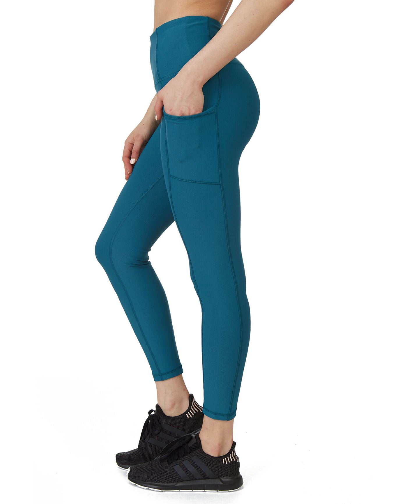 Side View Of X by Gottex Vanessa Ankle Legging with Pockets | XGX GREEN
