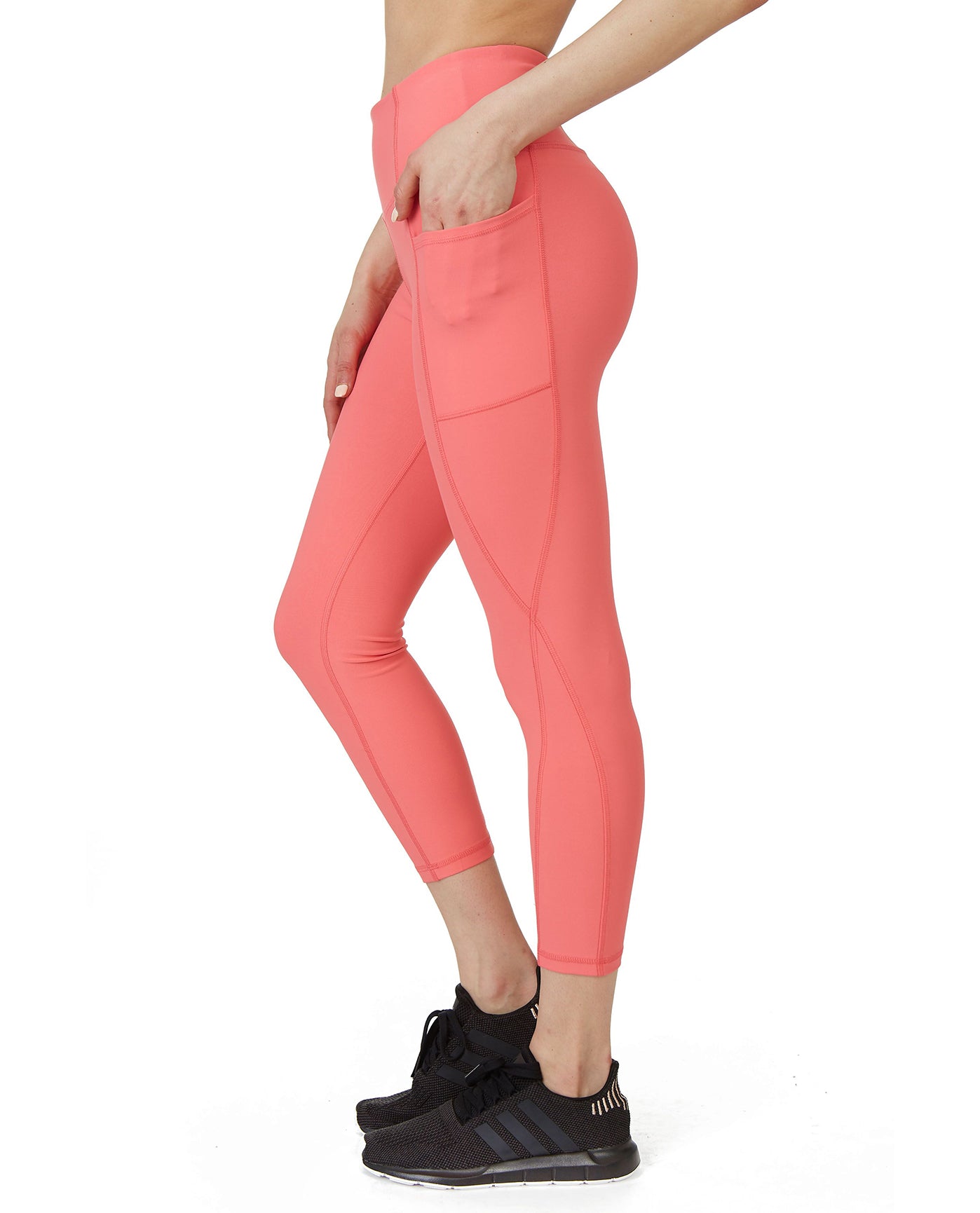 Side View Of X by Gottex Kelly Ankle Legging with Pockets | XGX CORAL