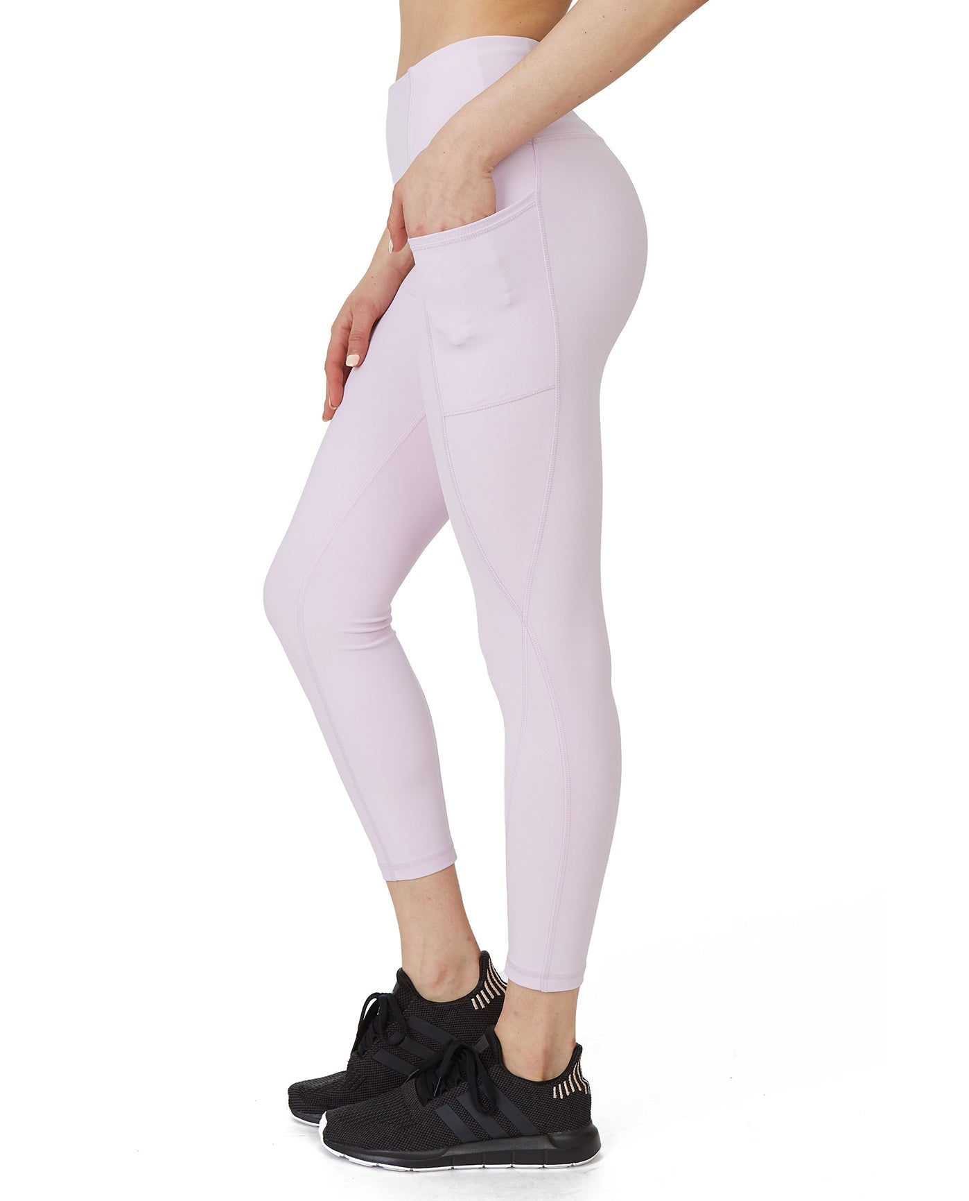 Side View Of X by Gottex Kelly Ankle Legging with Pockets | XGX PURPLE