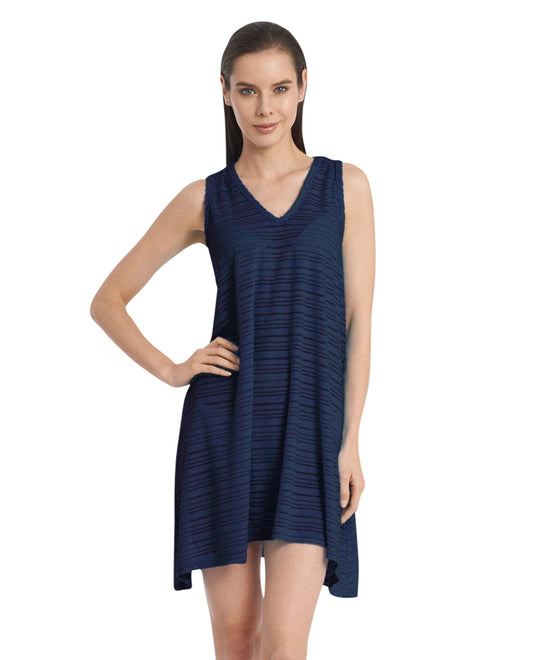 Front View Of Jordan Taylor Belize V-Neck Handkerchief Dress | JOR Blue