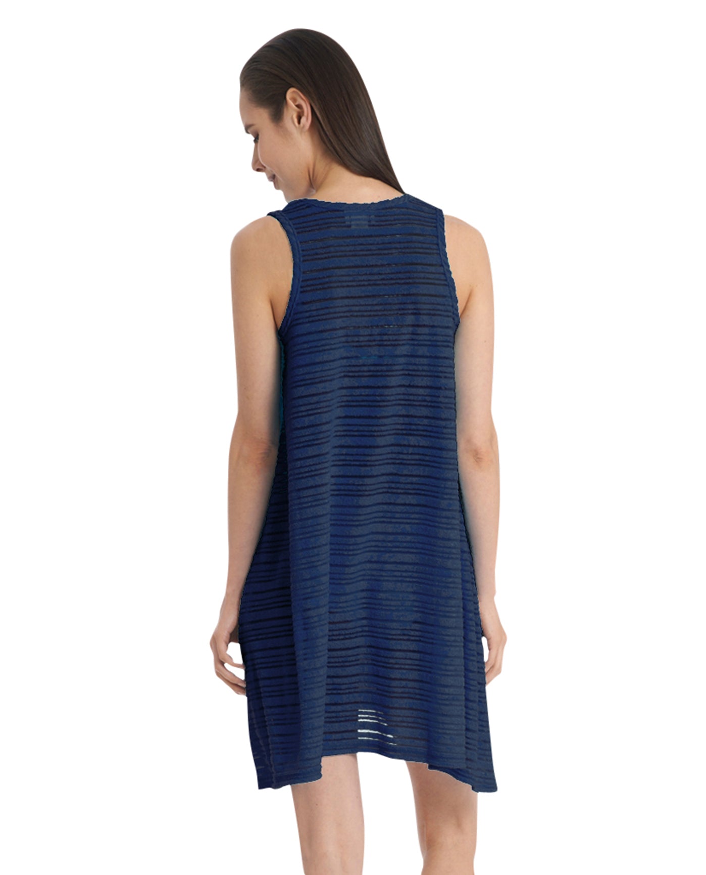 Back View Of Jordan Taylor Belize V-Neck Handkerchief Dress | JOR Blue