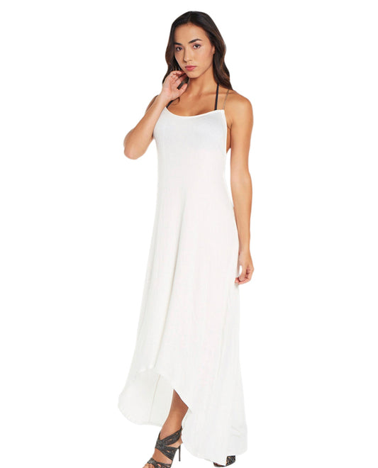 Front View Of Elif Corbel Ivory Cross Back Maxi Dress | ELF IVORY