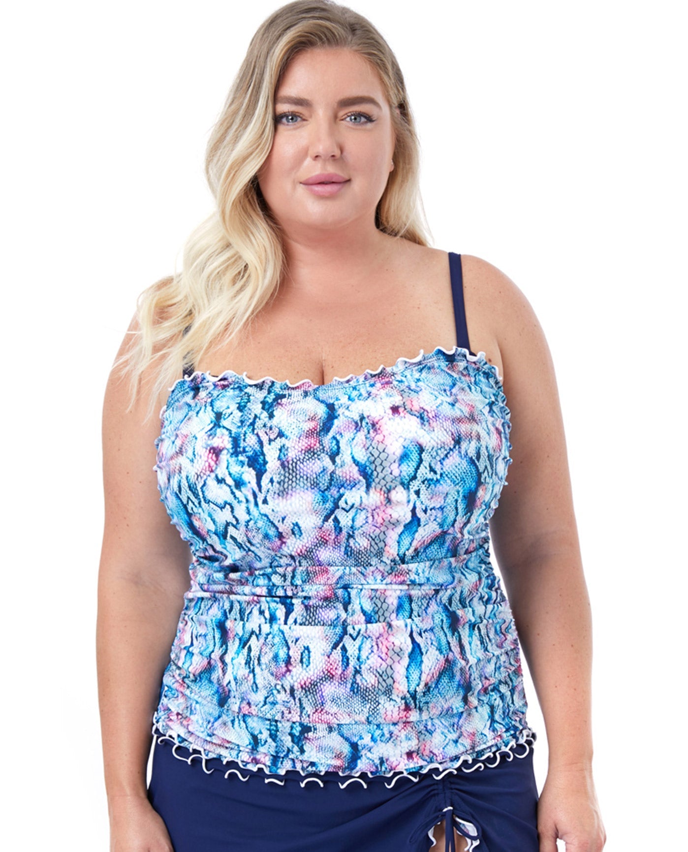 Front View Of Profile by Gottex Snake Charm Plus Size Sweetheart Underwire Tankini Top | PRO SNAKE CHARM
