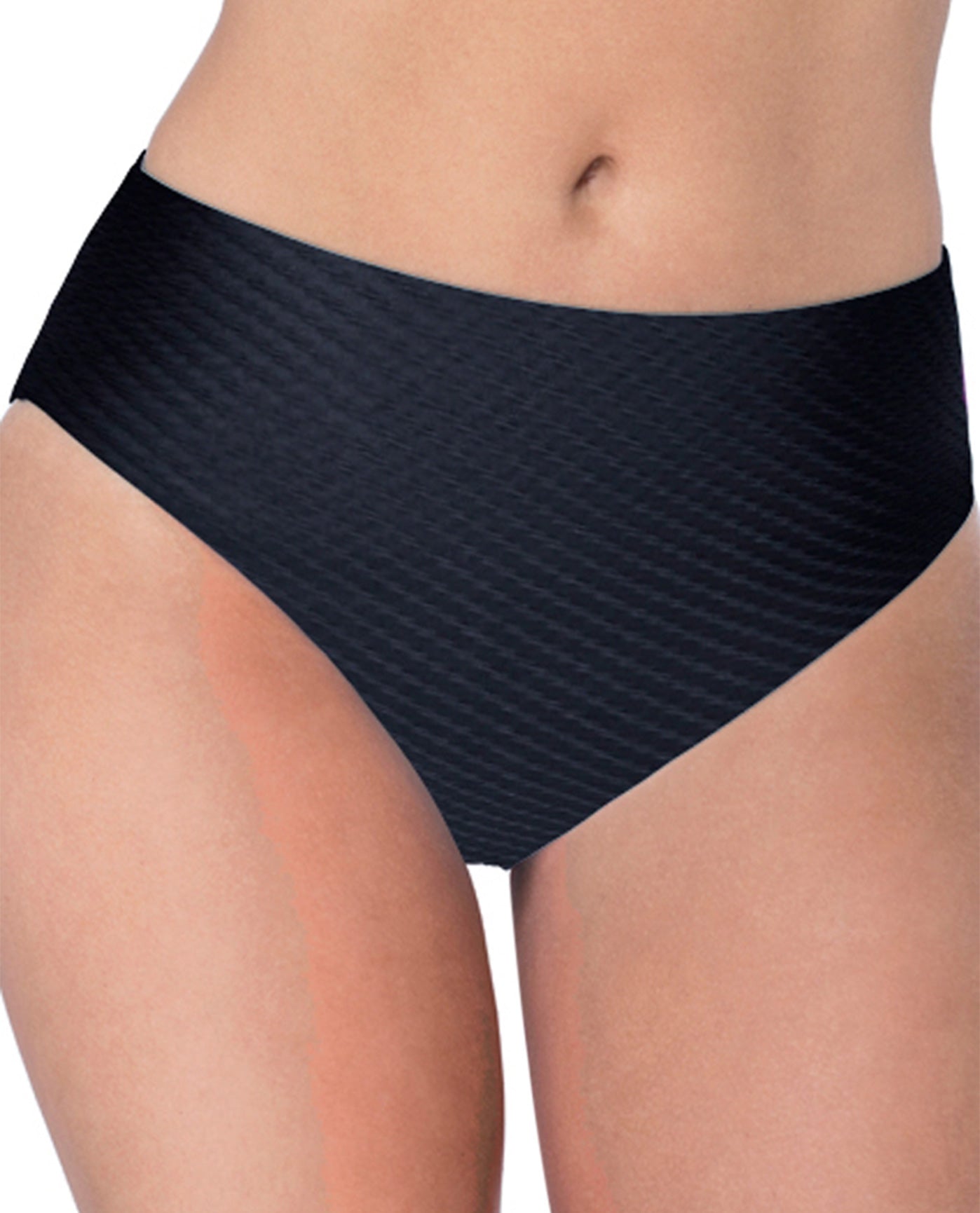 Front View Of Profile by Gottex Ribbons Textured Seamless Tankini Bottom | PRO RIBBONS BLACK