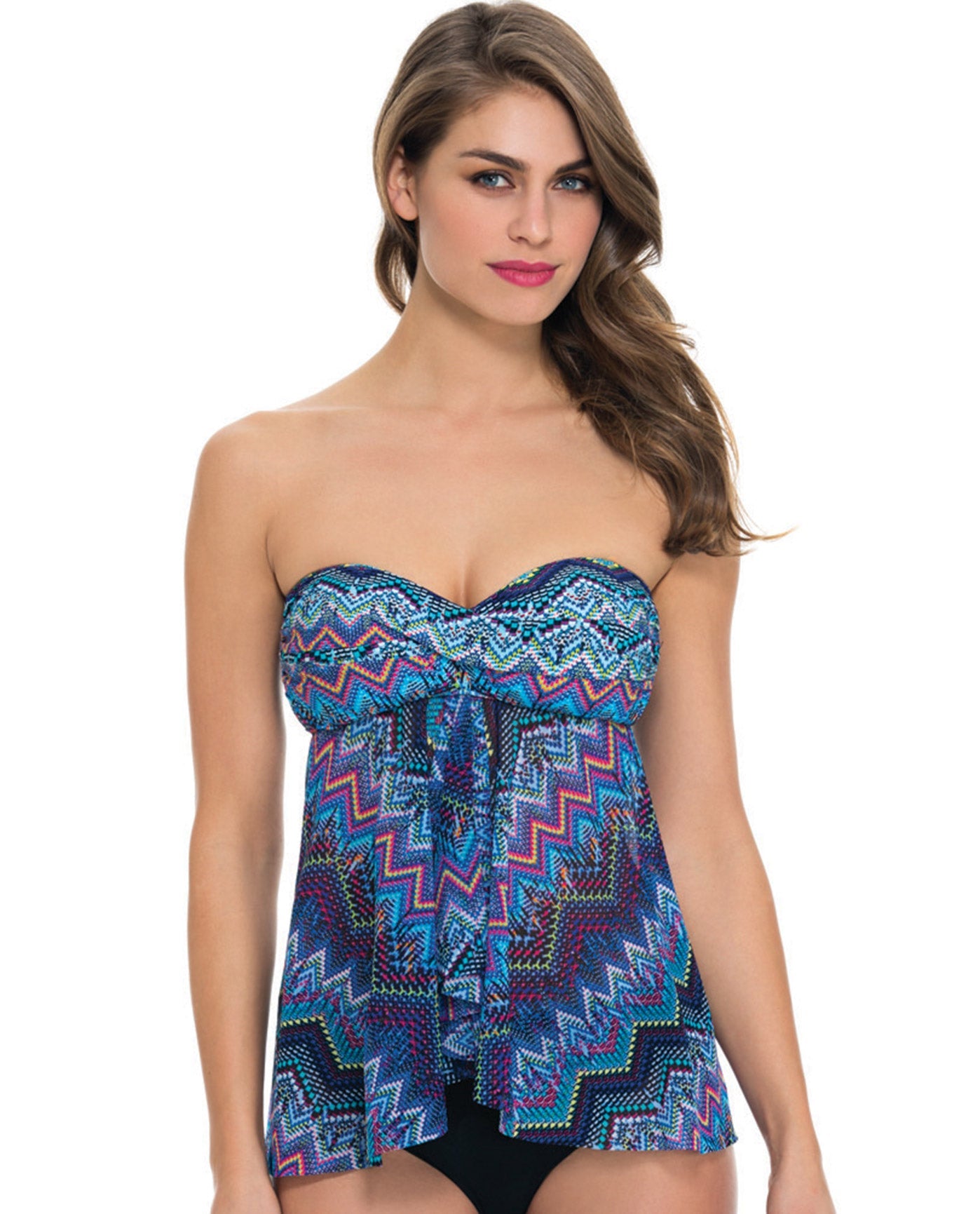 Front View Of Profile by Gottex Skyline Bandeau Fly Away Tankini Top | PRO SKYLINE