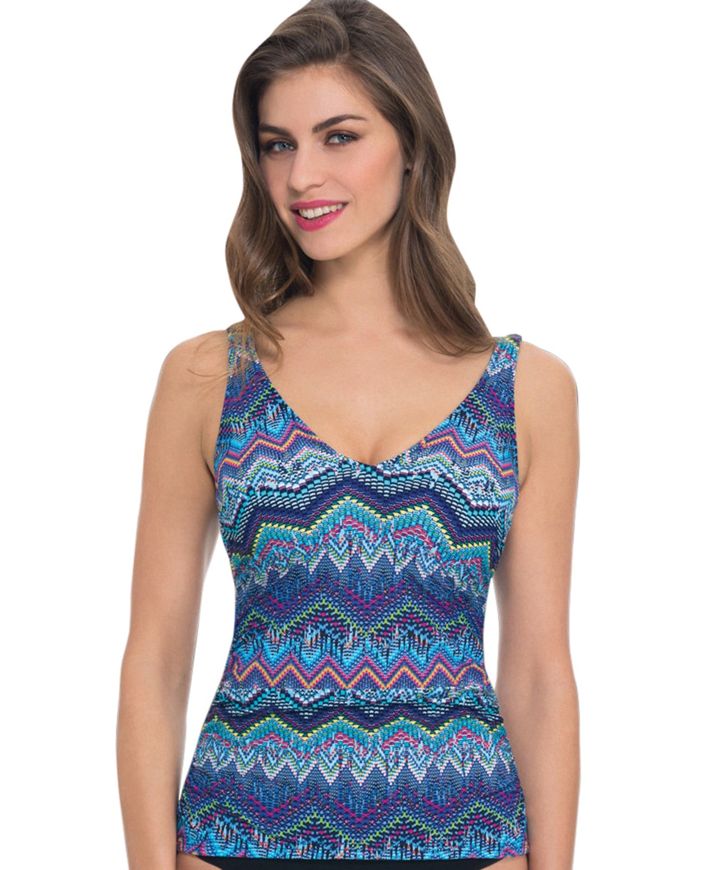 Front View Of Profile by Gottex Skyline D-Cup Underwire V-Neck Tankini Top | PRO SKYLINE