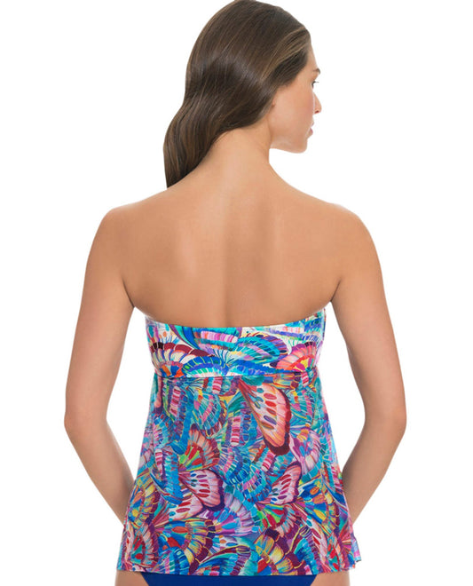 Back View Of Profile by Gottex Madame Butterfly Fly Away Bandeau Tankini Top | PRO MADAME BUTTERFLY