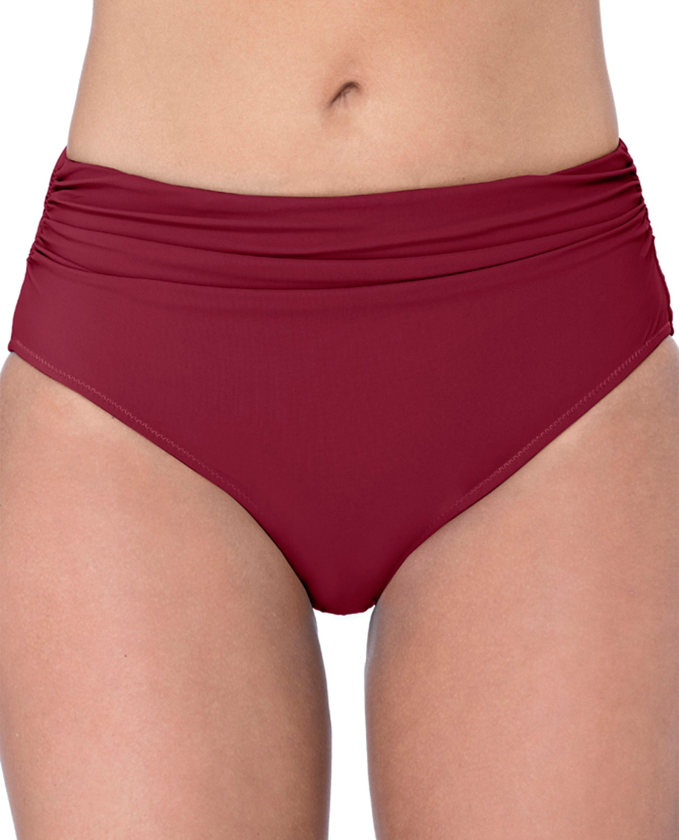 Front View Of Profile by Gottex Tutti Frutti Shirred Tankini Bottom | PRO TUTTI FRUTTI MERLOT