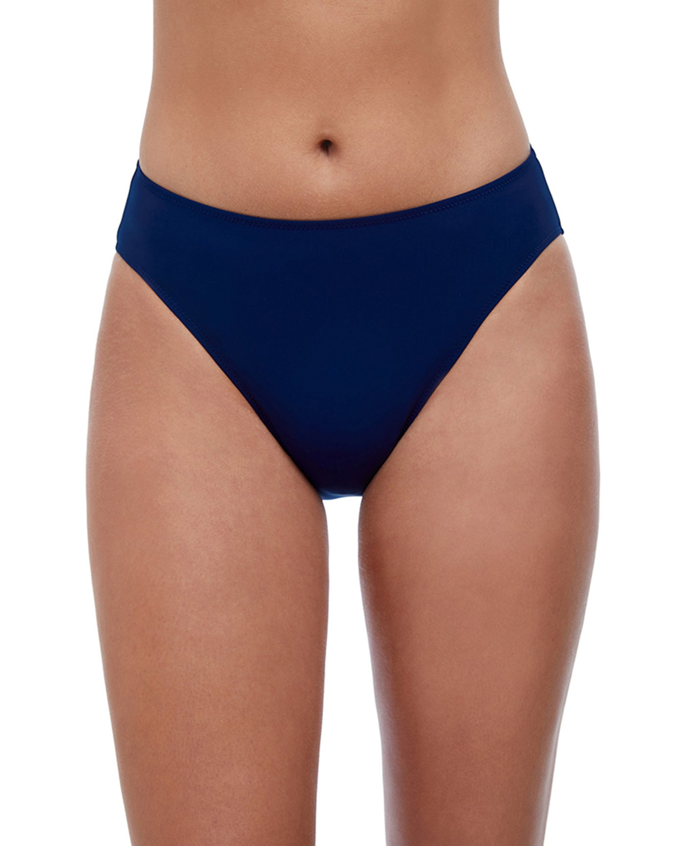 FRONT VIEW OF PROFILE BY GOTTEX TUTTI FRUTTI HIPSTER TANKINI BOTTOM | PRO TUTTI FRUTTI NAVY