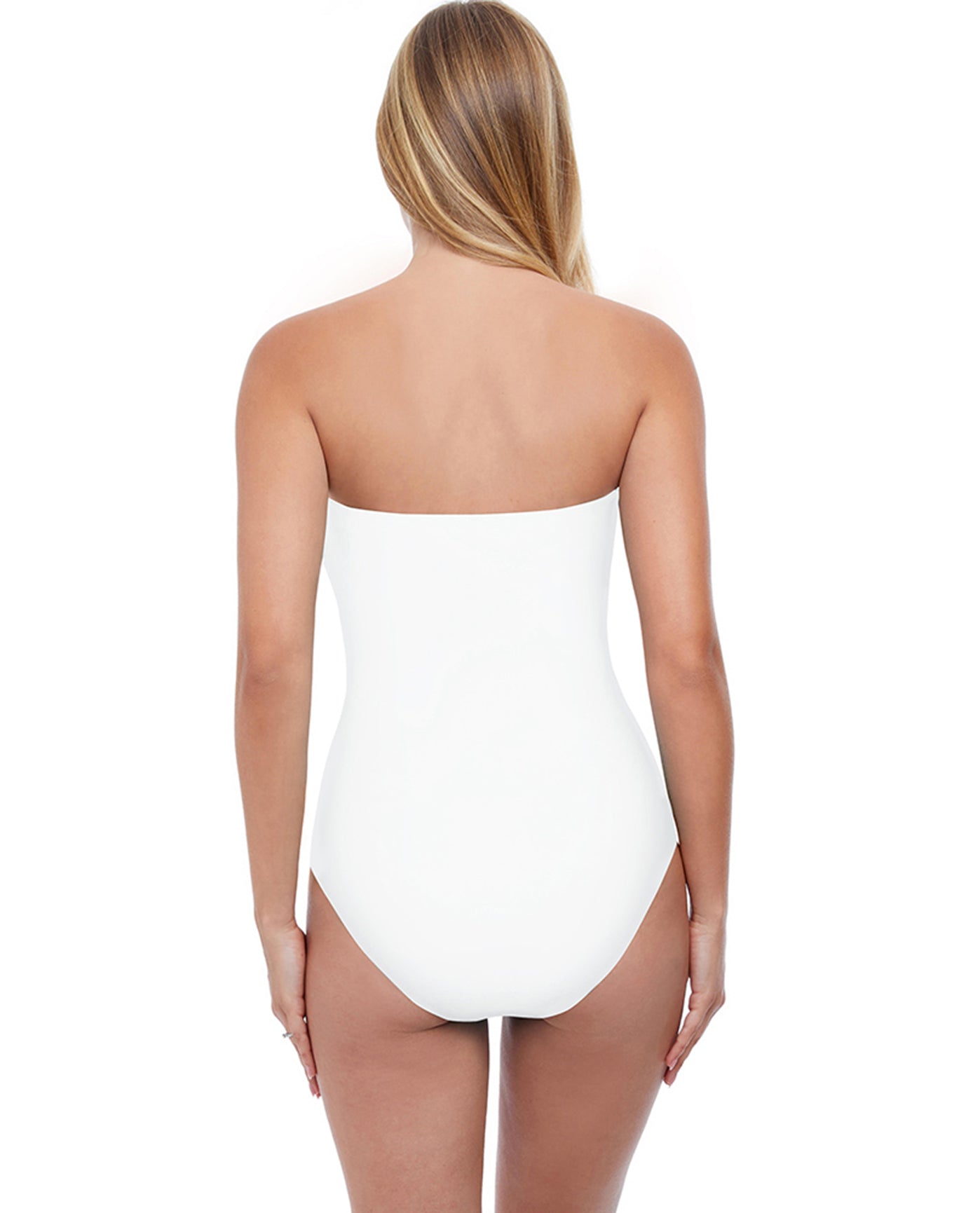 Alt View Of Profile by Gottex Tutti Frutti Shirred Front Bandeau Strapless One Piece Swimsuit | PRO TUTTI FRUTTI WHITE