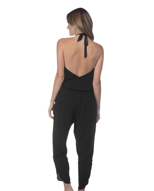 Back View Of Green Dragon Black Halter Jumpsuit | GRE BLACK