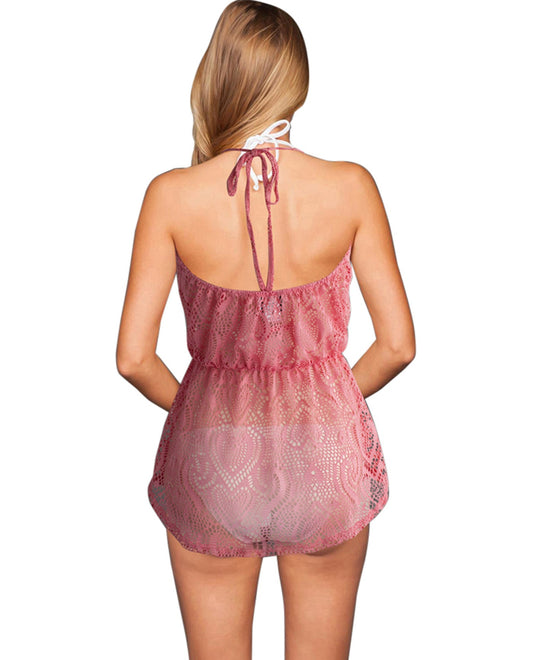 Back View Of Beach Habitat Heart Crochet Halter Dress | BHH CORAL