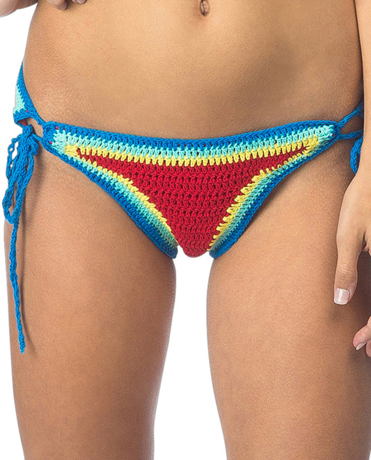 Front View Of Hobie How Do You Hue Crochet Adjustable Side Tie Hipster Bikini Bottom | HOB HOW DO YOU HUE