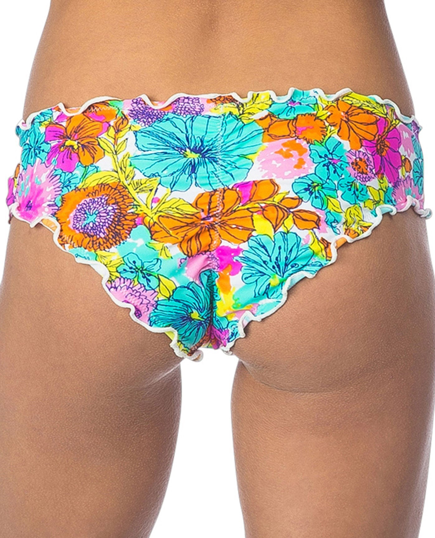 Back View Of Hobie Fleur To Love Ruffle Hipster Bikini Bottom | HOB FLEUR TO LOVE