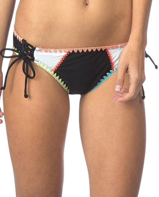 Front View Of Hobie Keep The Piece Lace Up Hipster Bikini Bottom | HOB KEEP THE PIECE