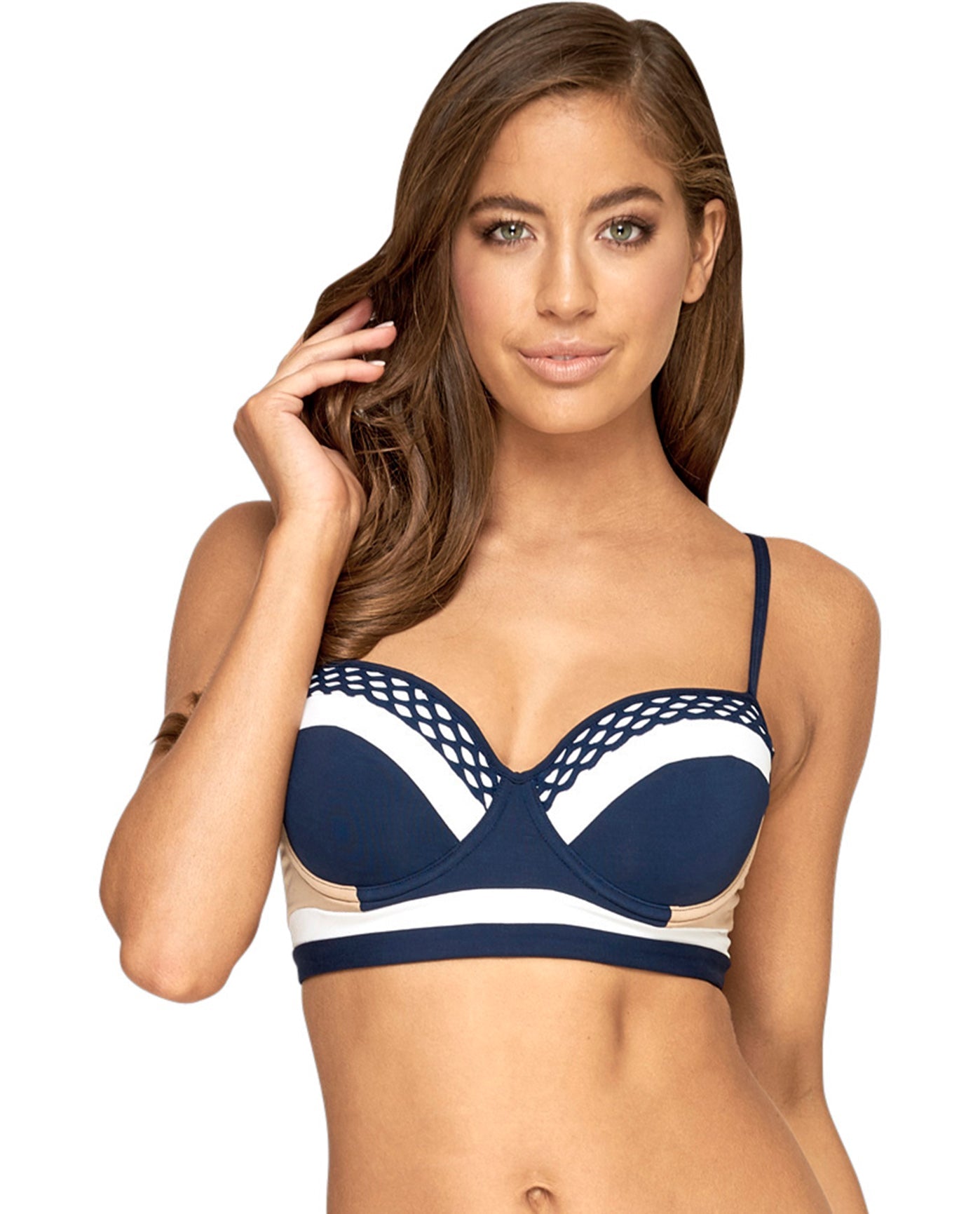 Front View Of Jets by Jessika Allen D Cup Underwire Bikini Top | JET CB NAVY