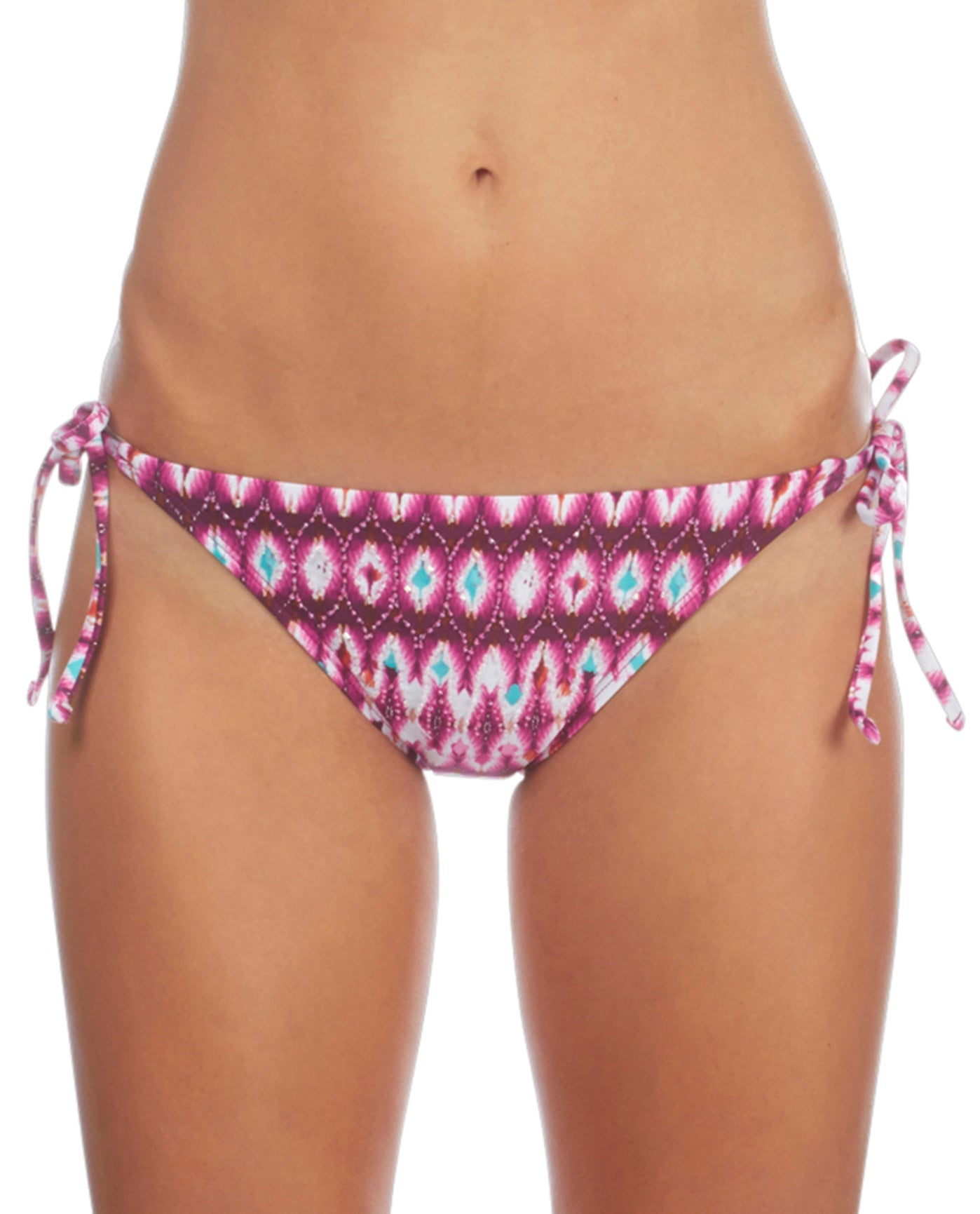 Front View Of Kenneth Cole Ikat in the Act Side Tie Bikini Bottom | KKC Berry