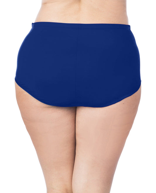 Back View Of La Blanca Solid Plus Size Hi-Rise Swim Bottom | LAB Midnight