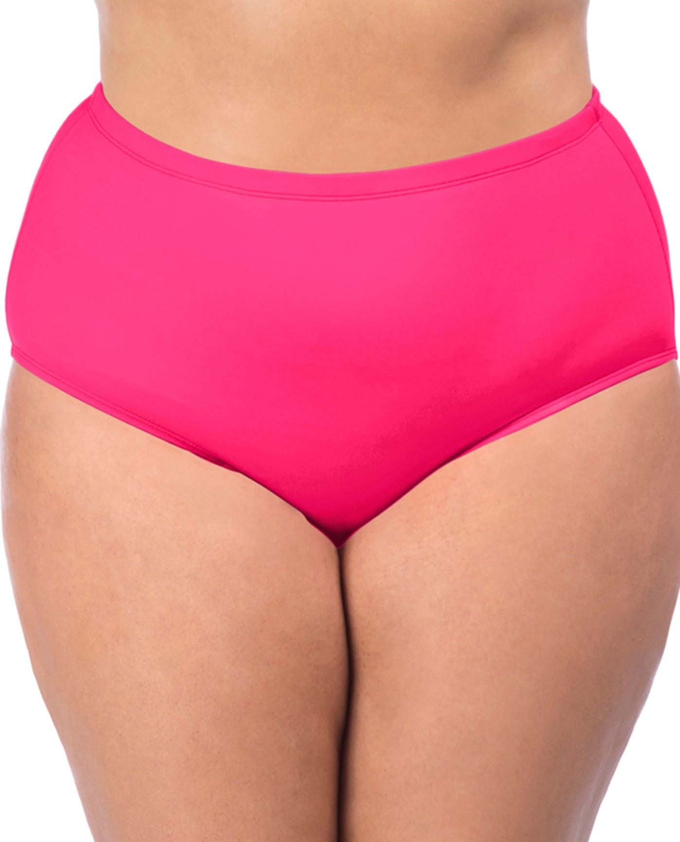 Front View Of La Blanca Solid Plus Size Hi-Rise Swim Bottom | LAB Watermelon