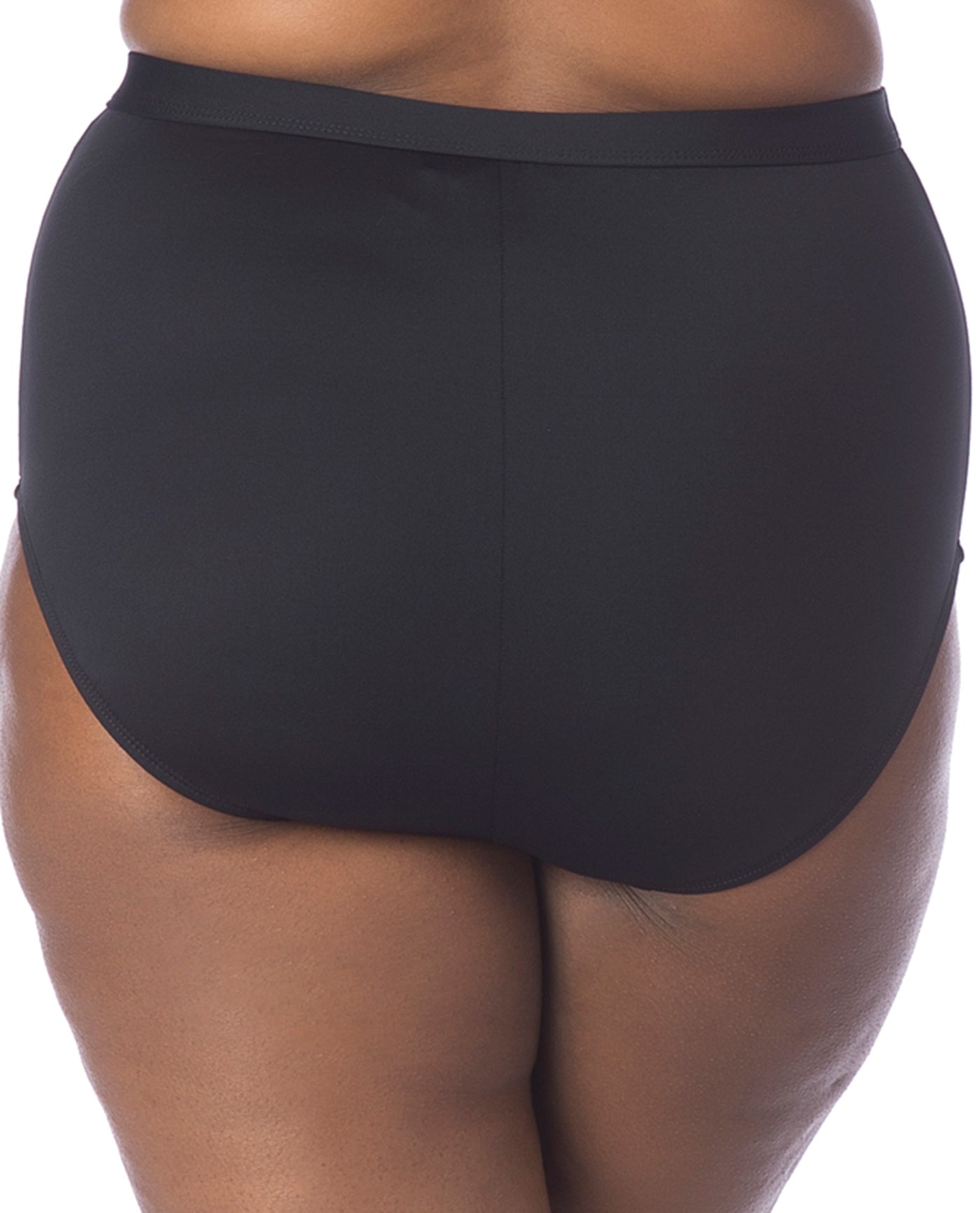 Back View Of La Blanca All Meshed Up Plus Size Hi-Rise Swim Bottom | LAB Black