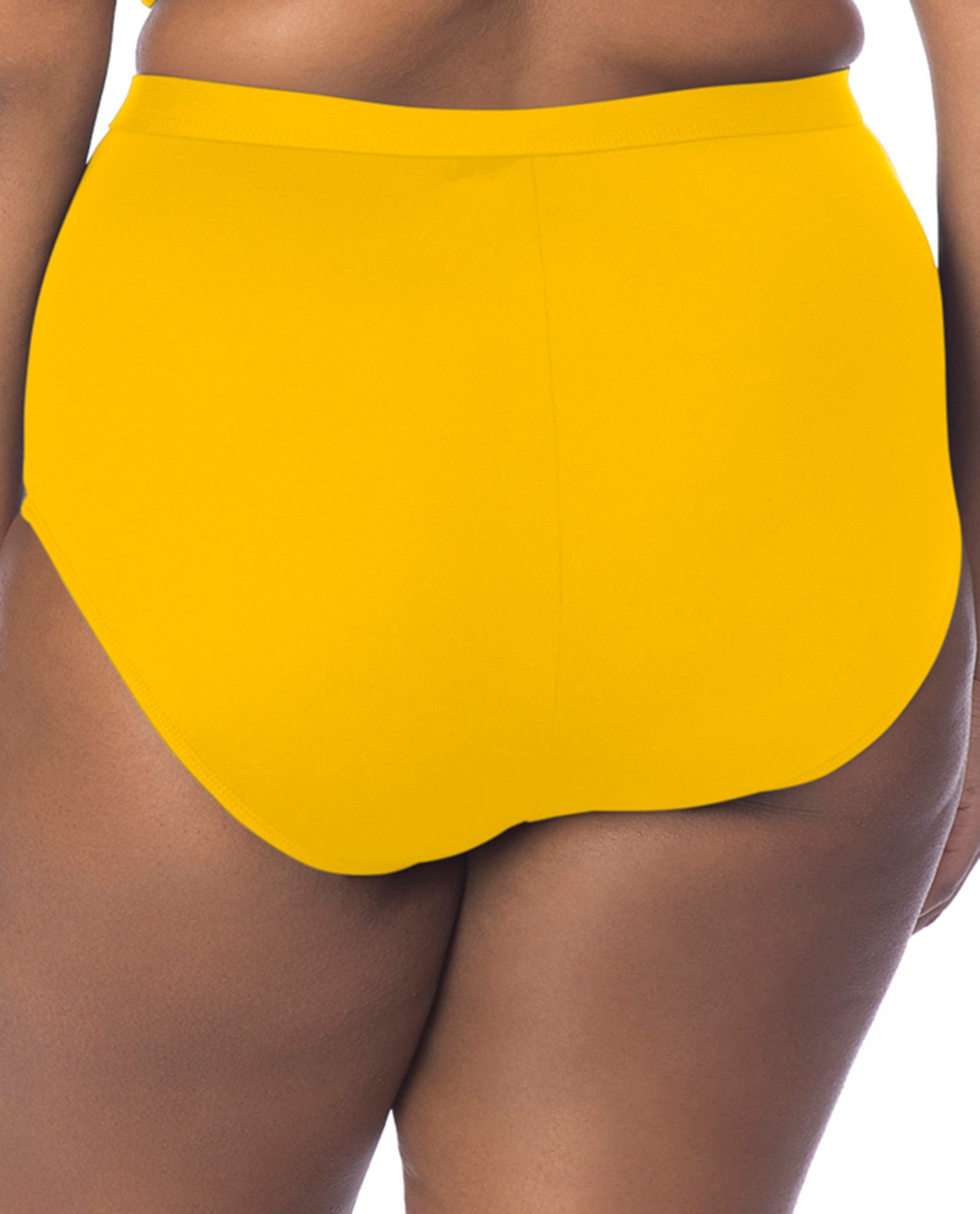 Back View Of La Blanca All Meshed Up Plus Size Hi-Rise Swim Bottom | LAB Yellow