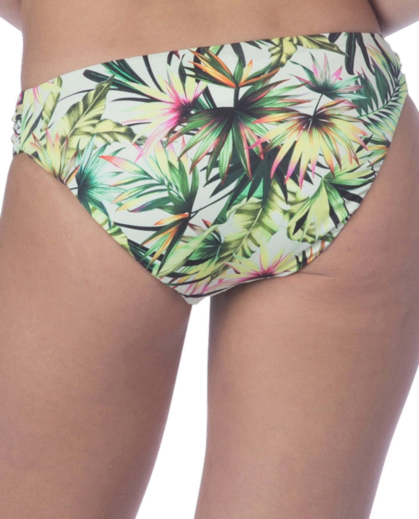 Lucky Brand Coastal Palms Cross Back Bralette Bikini Top, Bikini Bottom