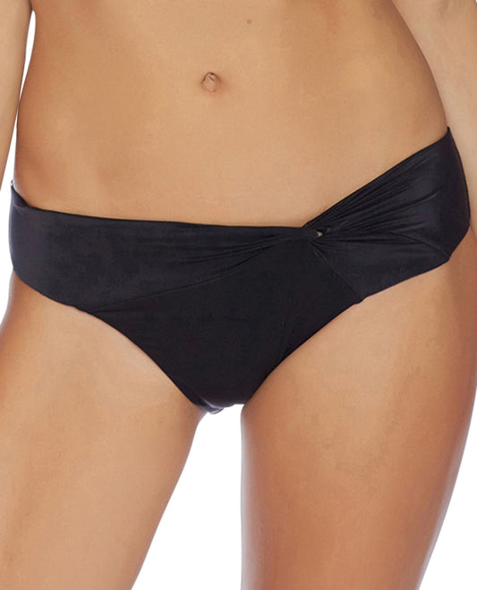 Front View Of Luxe by Lisa Vogel Liquid Side Twist California Bikini Bottom | LLV ONYX