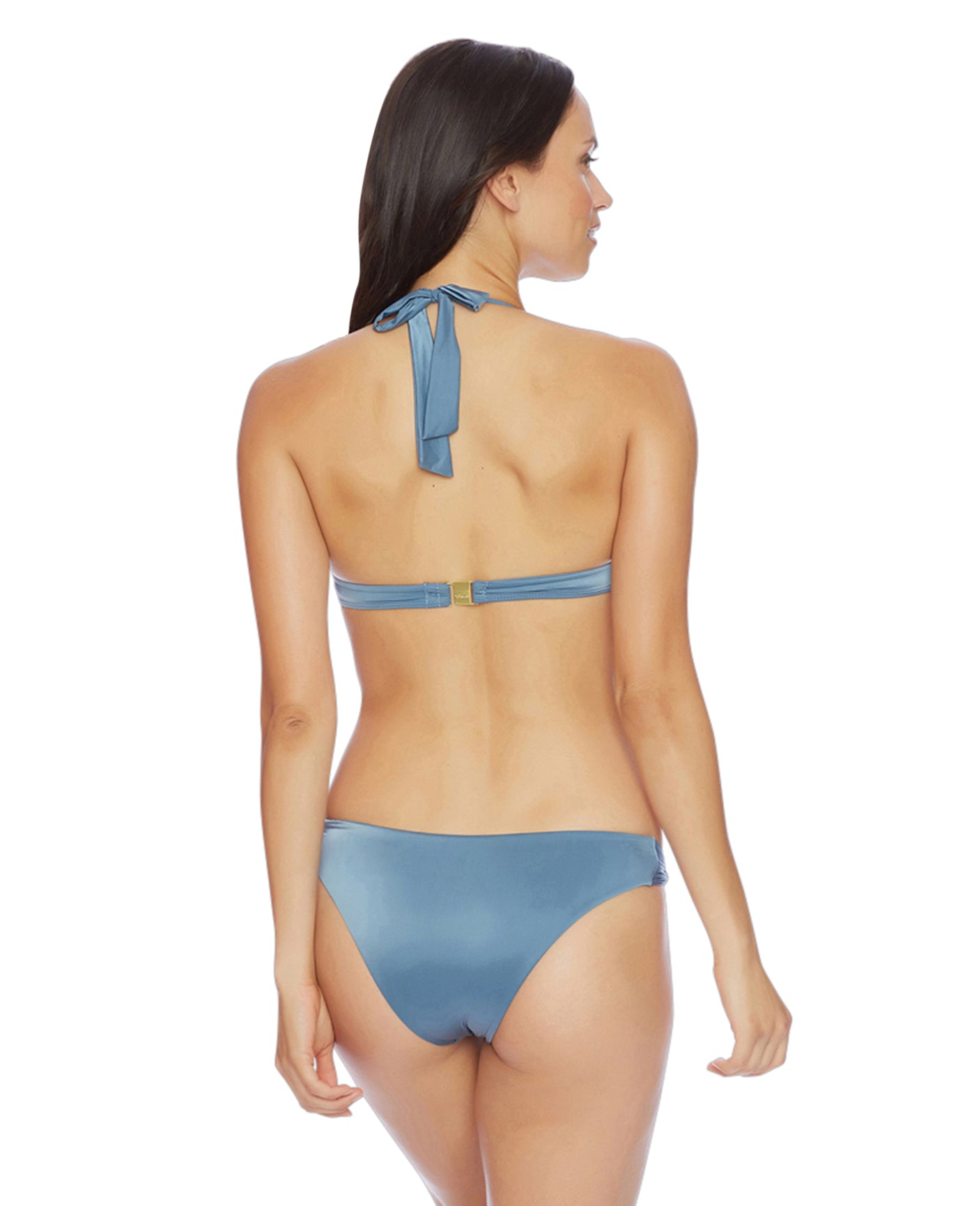 Full Suit Back View Of Luxe by Lisa Vogel Liquid Side Twist California Bikini Bottom | LLV BLUE