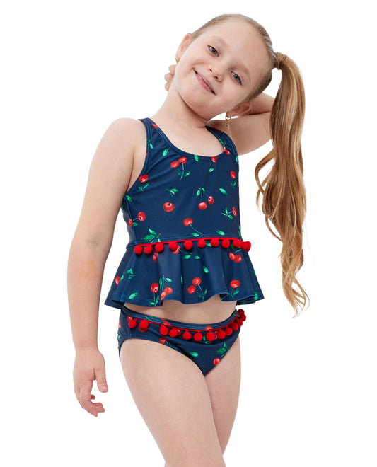 Front View Of Gottex Kids Cherries Bikini Top with Matching Bikini Bottom | GTK CHERRIES
