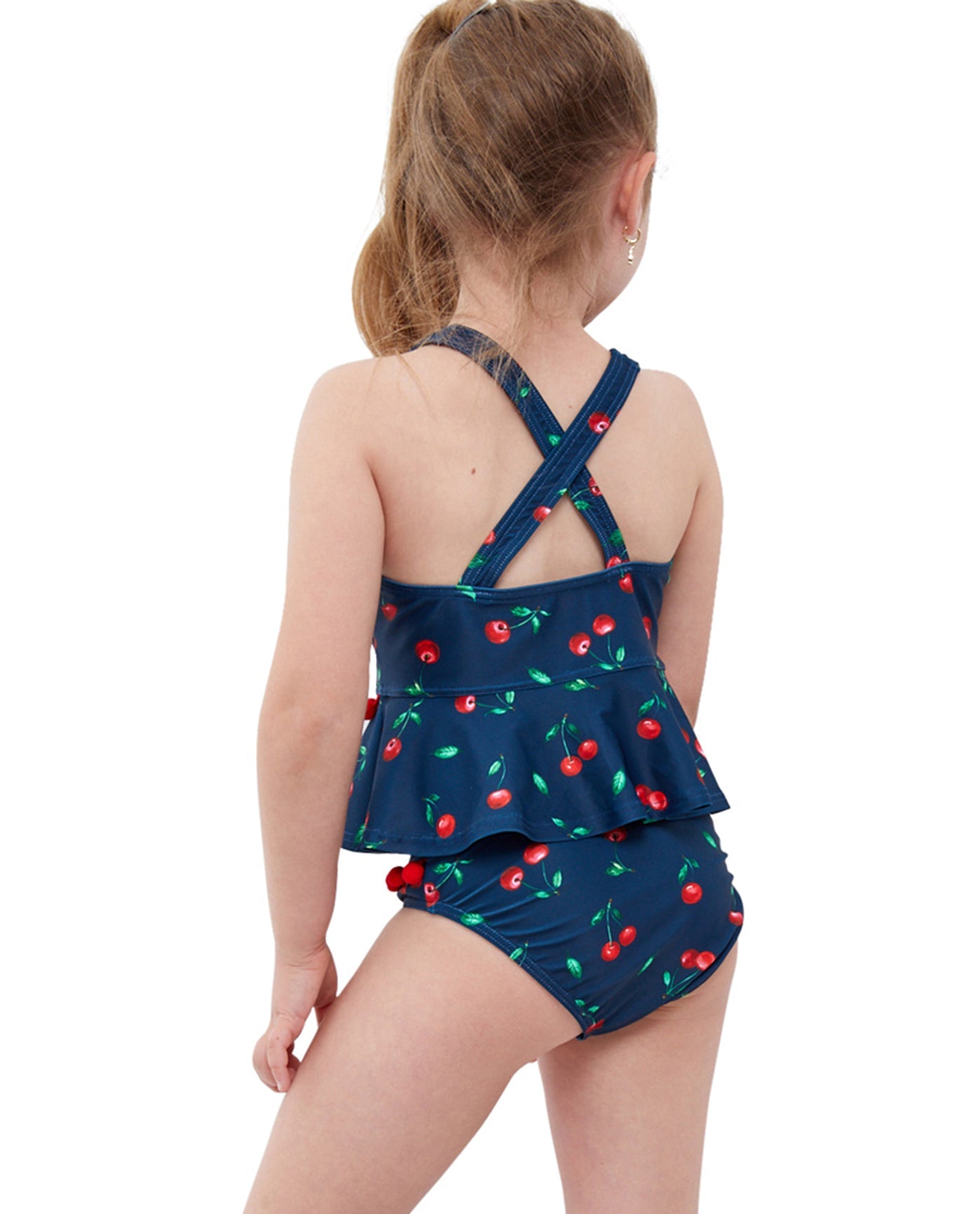 Back View Of Gottex Kids Cherries Bikini Top with Matching Bikini Bottom | GTK CHERRIES