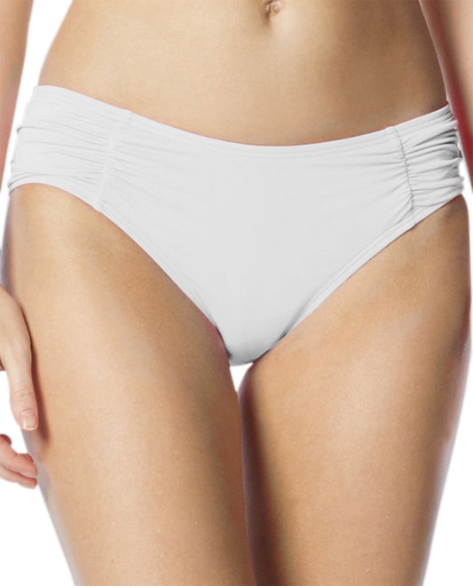 Front View Of Coco Rave Side Shirred Bikini Bottom | COC WHITE