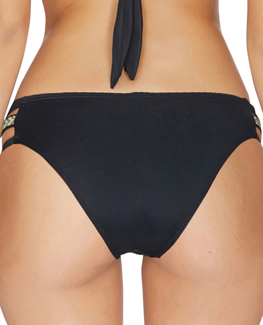 Back View Of Reef Solid Strappy Bikini Bottom | REE BLACK