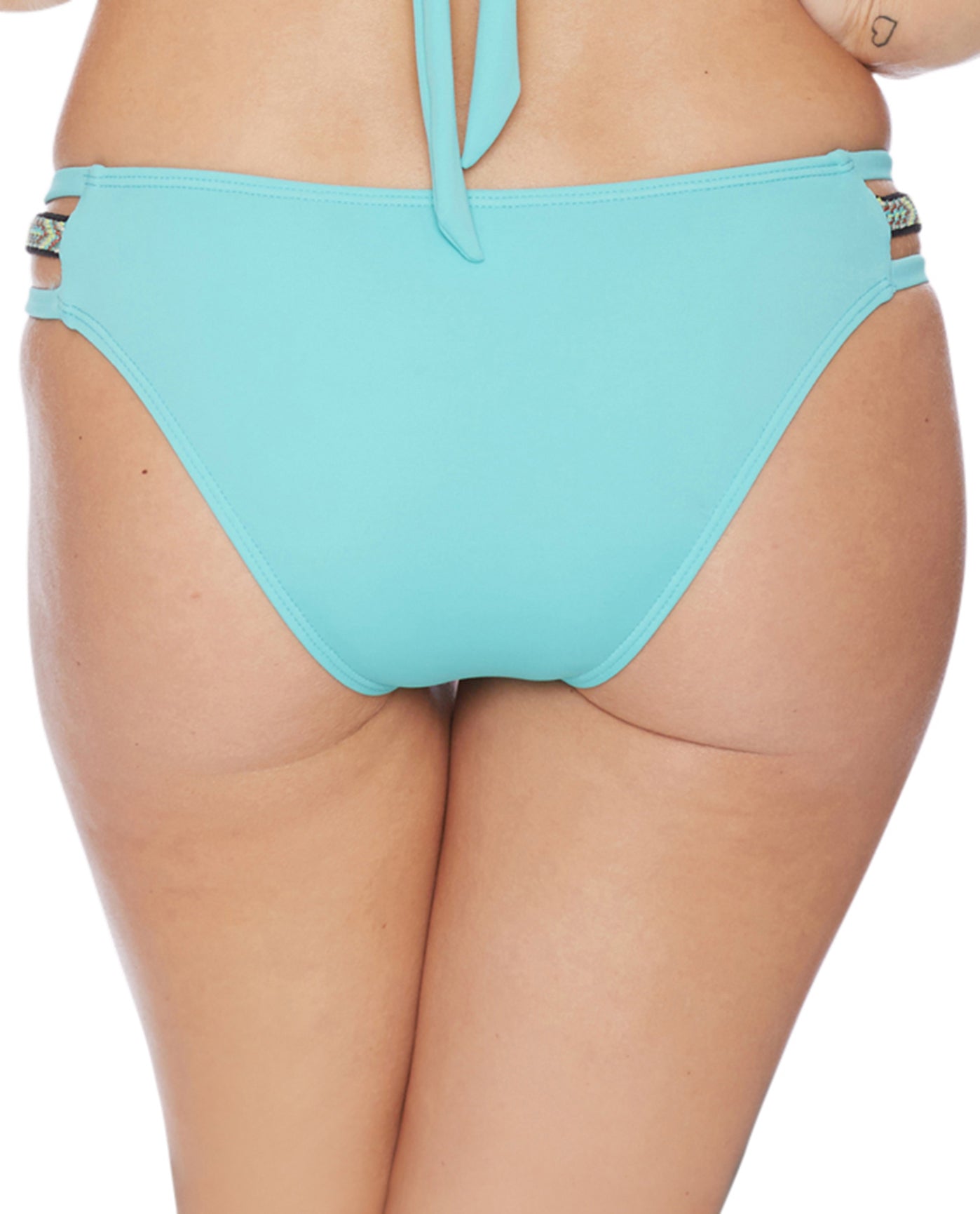 Back View Of Reef Solid Strappy Bikini Bottom | REE TURQUOISE