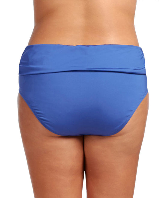 Back View Of Kenneth Cole Reaction Paisley Intuition Plus Size Foldover Hipster Swim Bottom | KKC Paisley Intuition