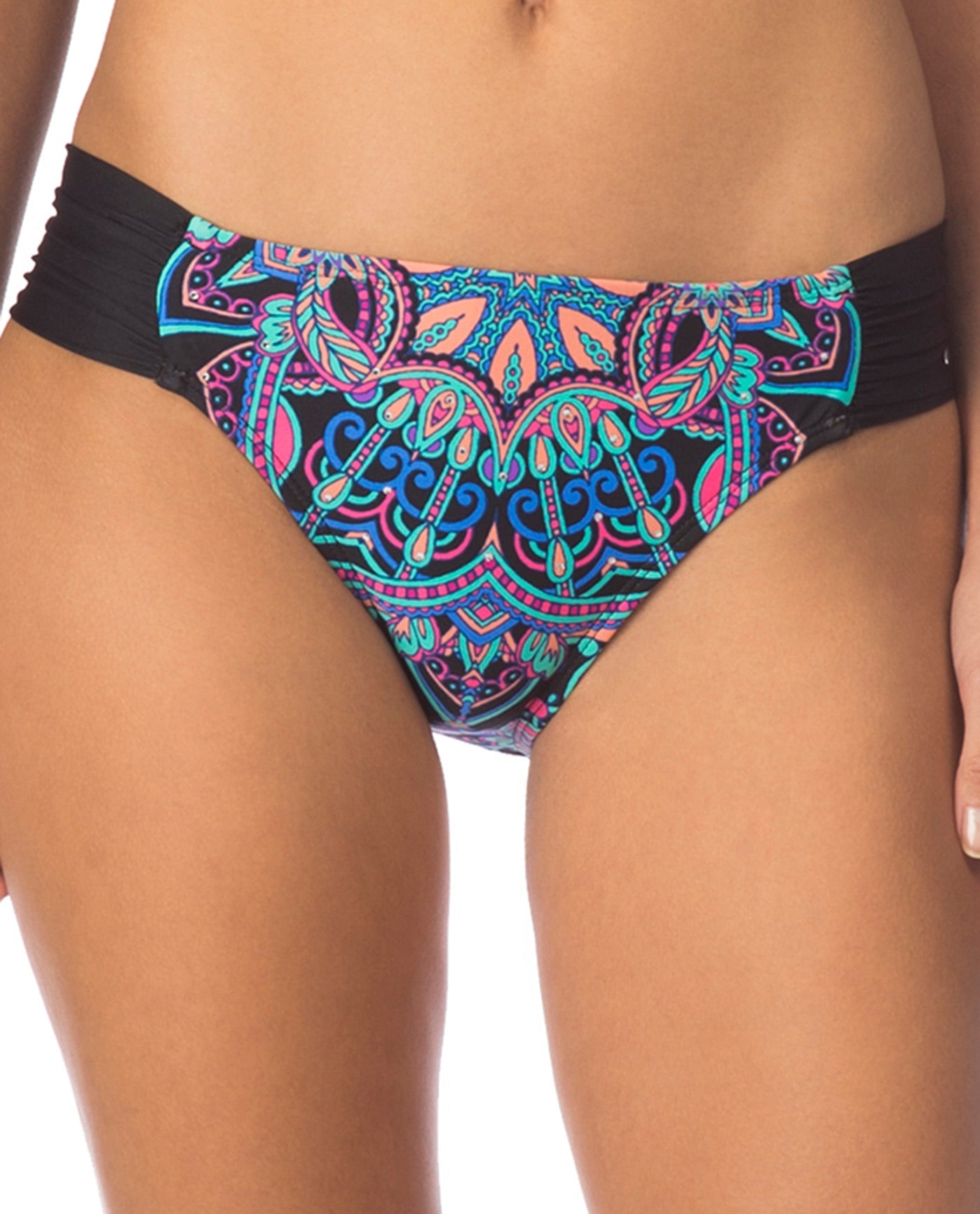 Front View Of Kenneth Cole Dream Weaver Side Shirred Hipster Bikini Bottom | KKC Dream Weaver