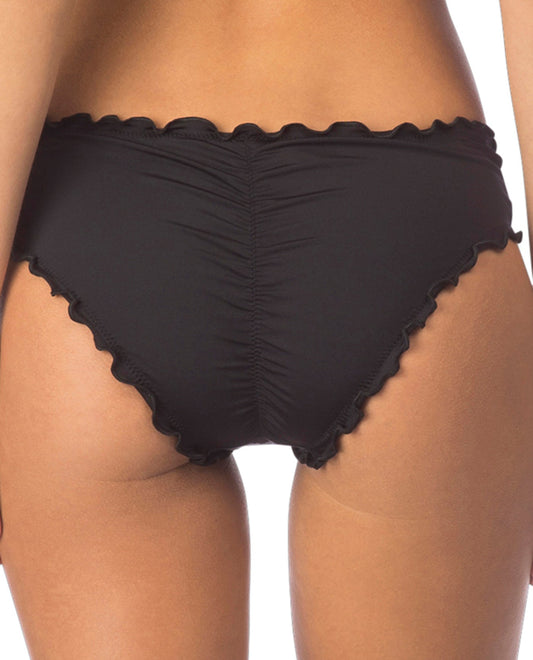 Back View Of Kenneth Cole Reaction For The Frill Of It Cheeky Bikini Bottom | KKC Frill Of It Black