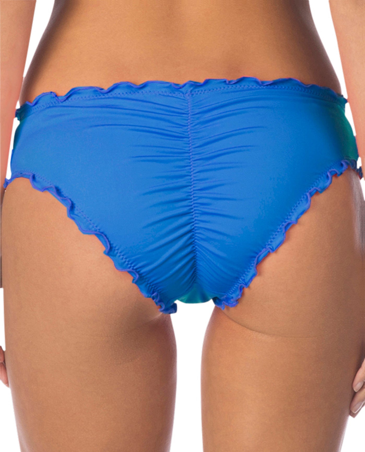 Back View Of Kenneth Cole Reaction For The Frill Of It Cheeky Bikini Bottom | KKC Frill Of It Periwinkle