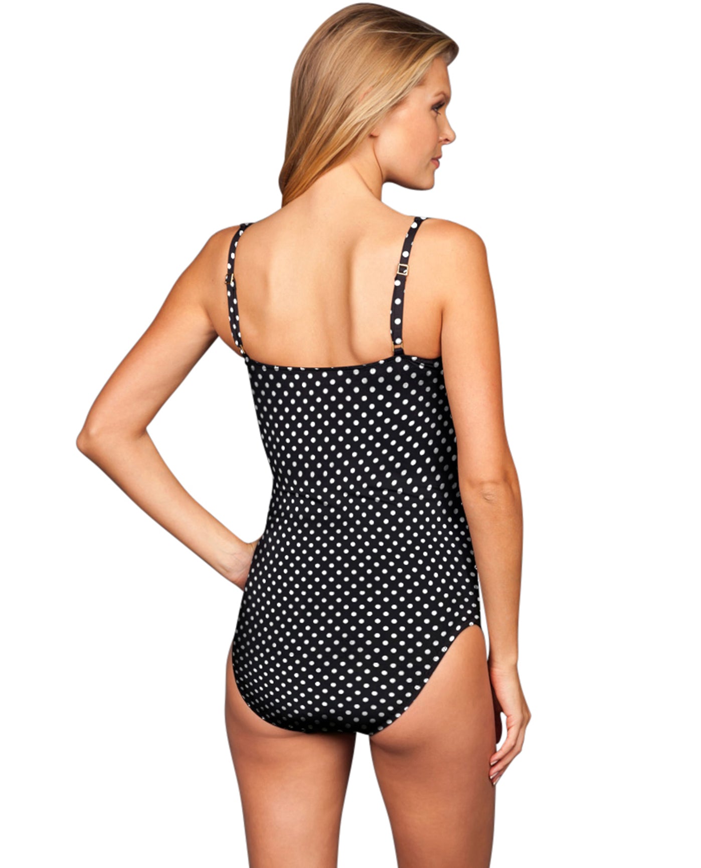 Back View Of Kallure Twist Front Underwire One Piece Swimsuit | KAL Dot