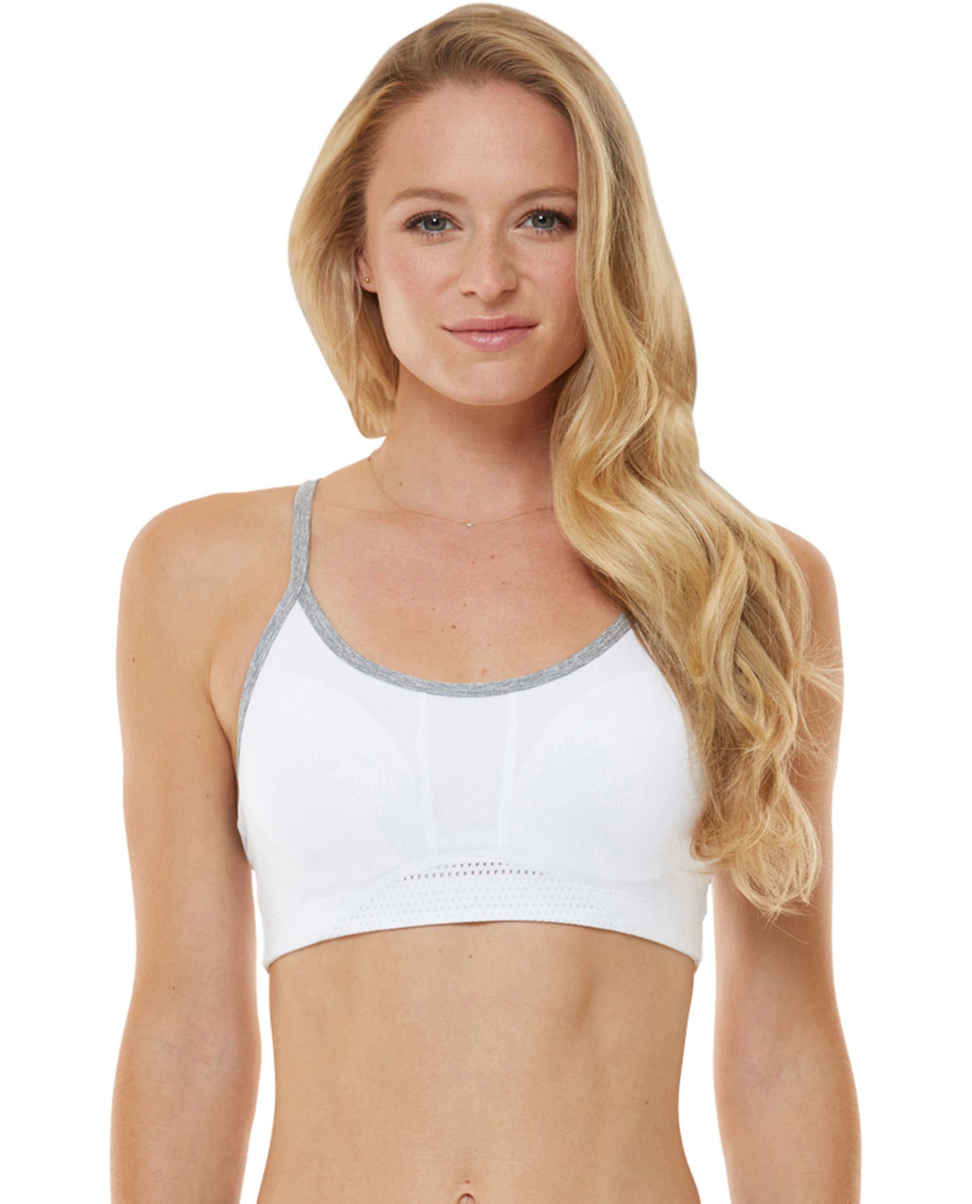 Front View Of Shape Exceed Low Impact Sports Bra | SHA White