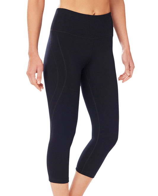 Front View Of Shape Black High Rise SS Capri Legging | SHA Black