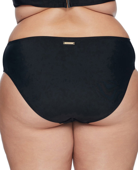 Back View Of SKYE Plus Size Solid Black Suri Hipster Bikini Bottom | SKY BLACK