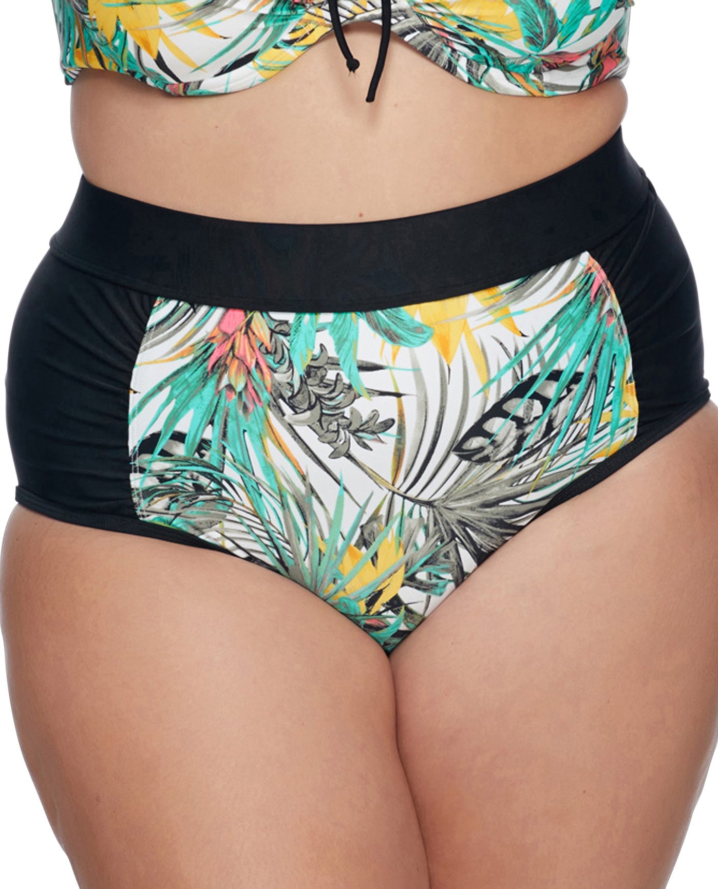 Front View Of SKYE Plus Size Folia Waverly High Waist Bikini Bottom | SKY FOLIA