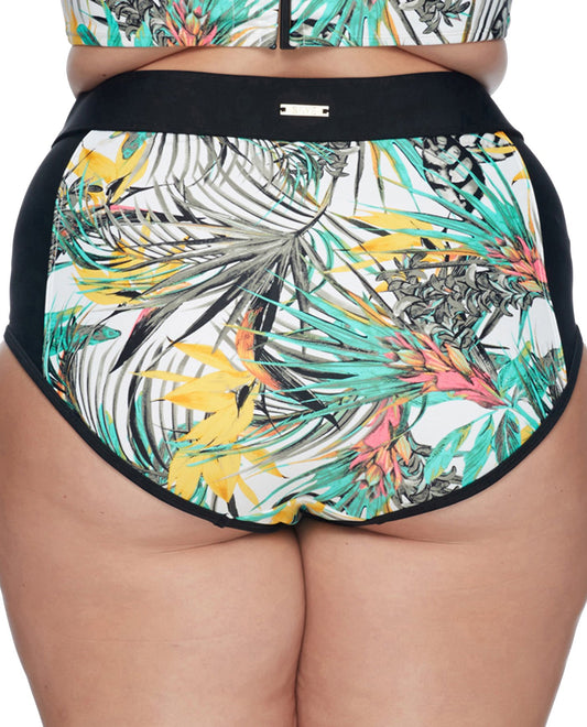 Back View Of SKYE Plus Size Folia Waverly High Waist Bikini Bottom | SKY FOLIA