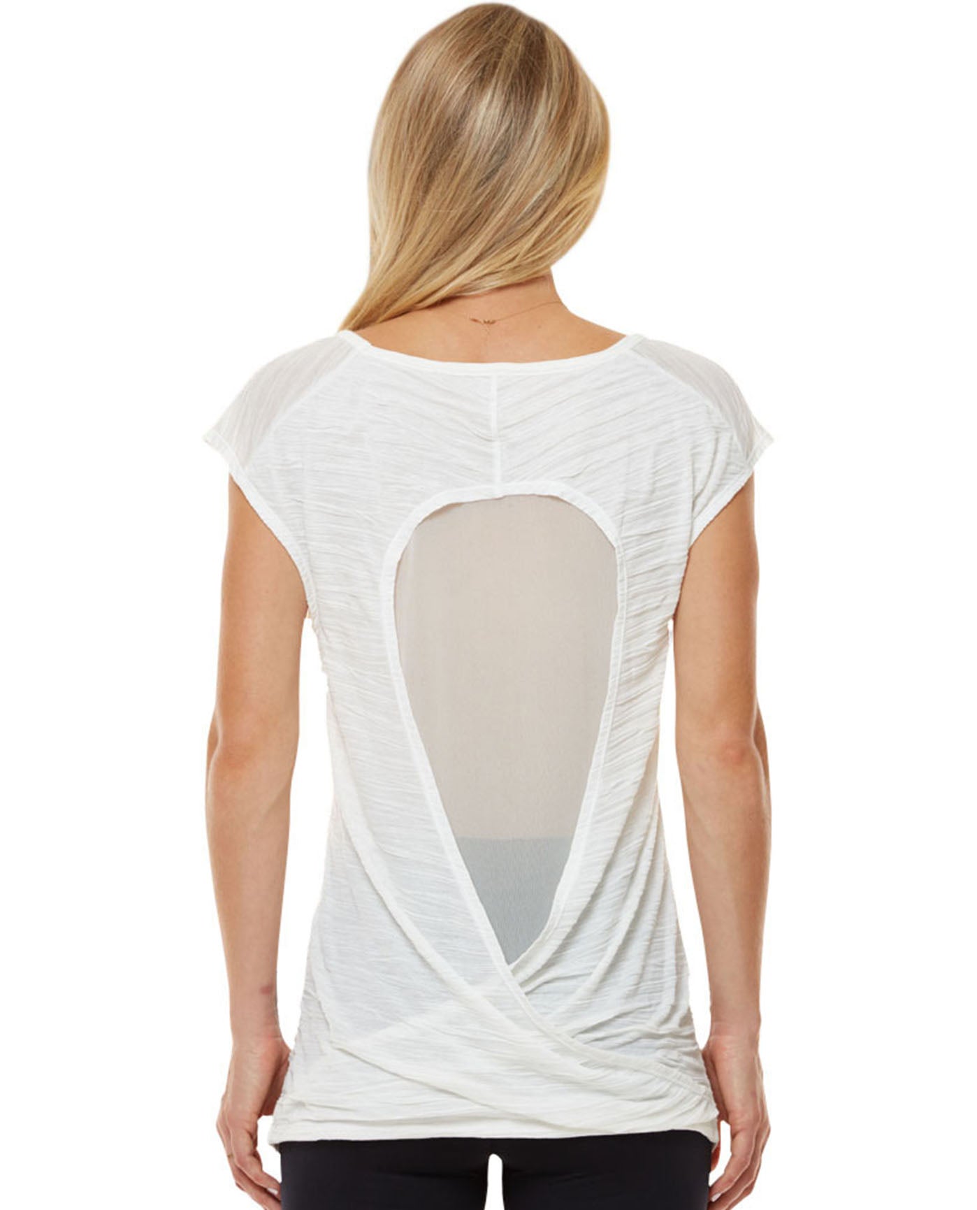 Back View Of Shape Twist Athletic Tank Top | SHA Winter White