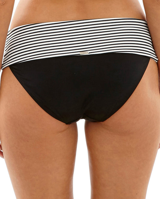 Back View Of Panache Anya Stripe Fold Over Hipster Swim Bottom | PAN ANYA STRIPE