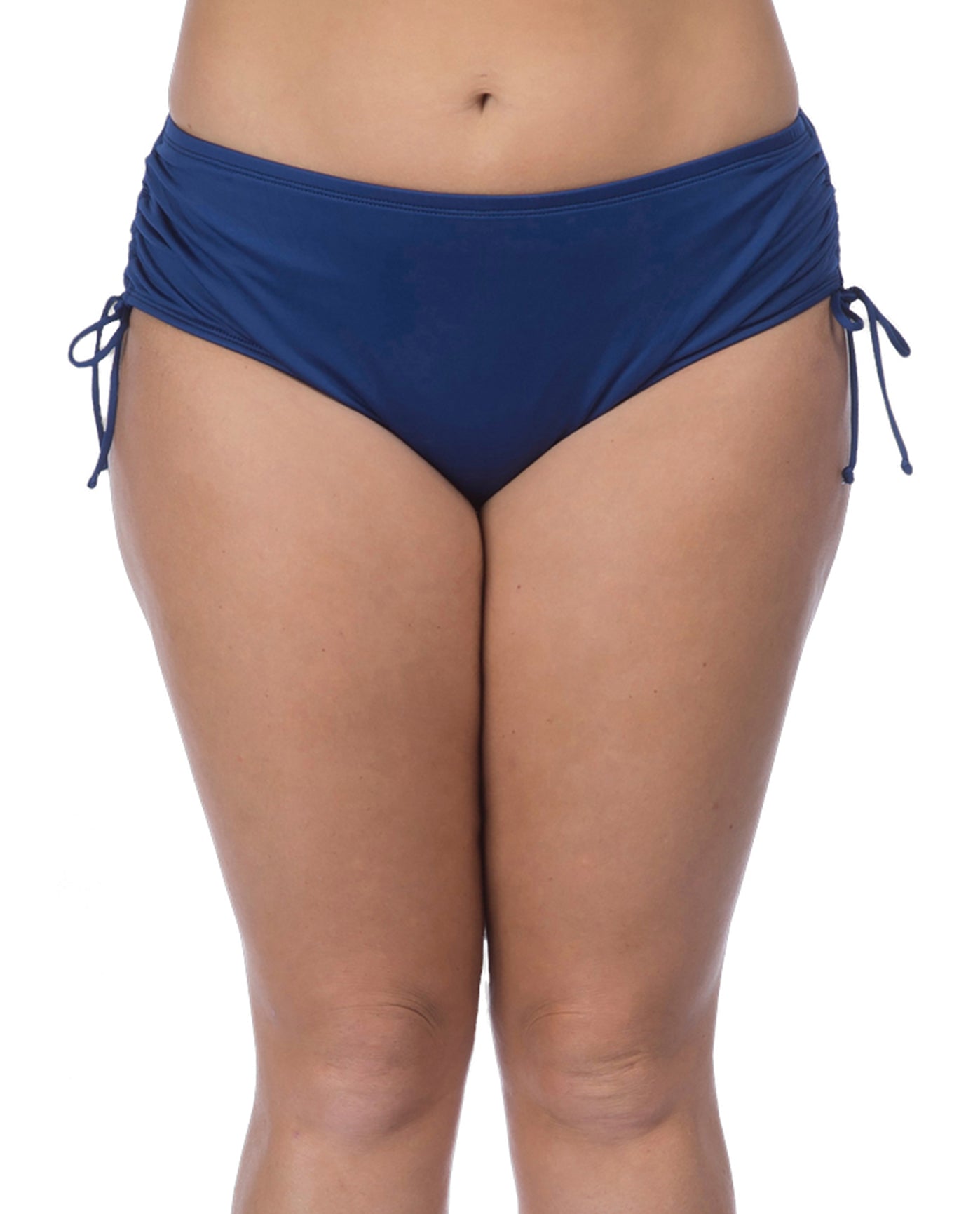 Front View Of 24th and Ocean Plus Size Adjustable Brief Swim Bottom | 24O NAVY